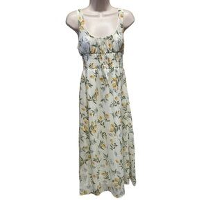 Sincerely Jules midi summer dress lemon print fairy core women’s XS smocked
